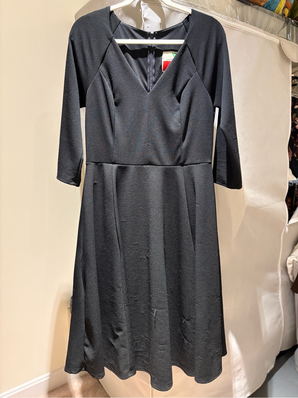 ModCloth Black Long Sleeve Fit-and-Flare Dress
